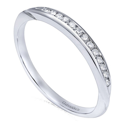 Wedding Band 14k White Gold Diamond Straight