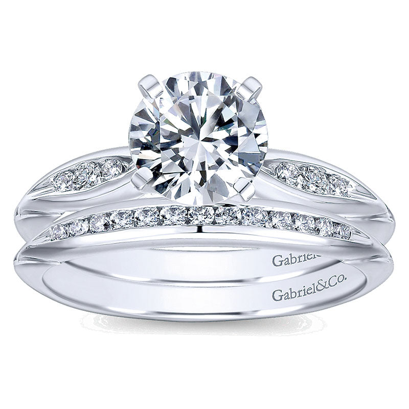 Wedding Band 14k White Gold Diamond Straight
