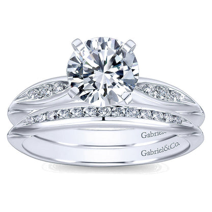 Wedding Band 14k White Gold Diamond Straight