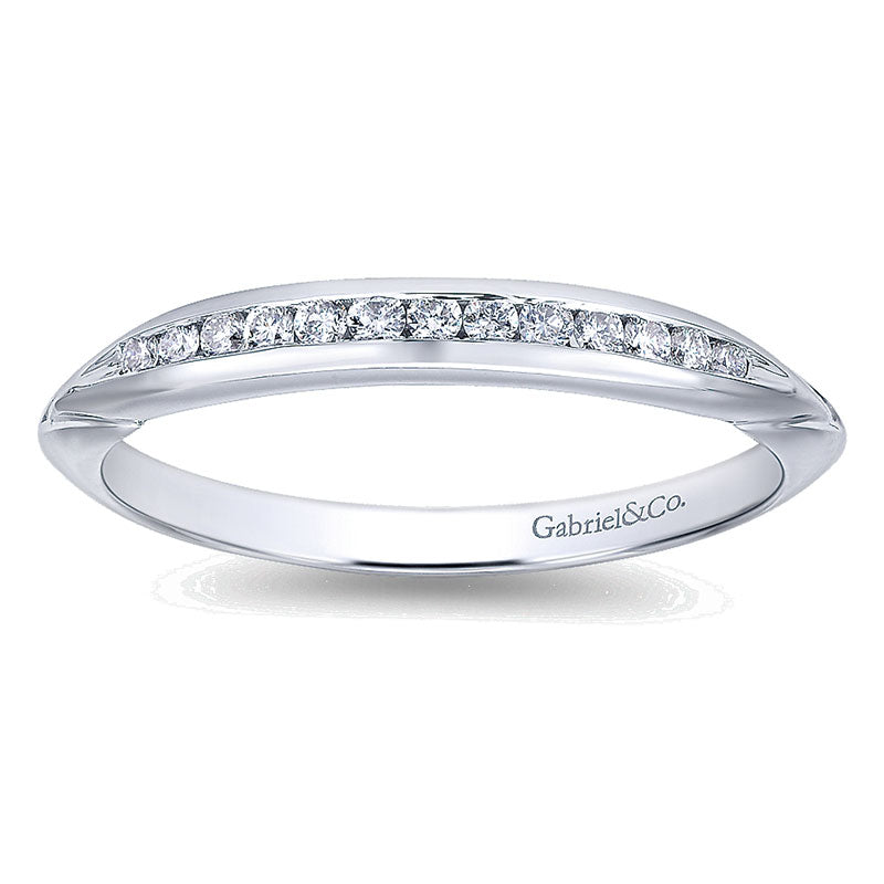 Wedding Band 14k White Gold Diamond Straight