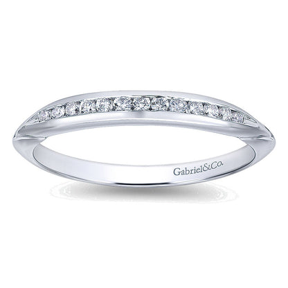 Wedding Band 14k White Gold Diamond Straight