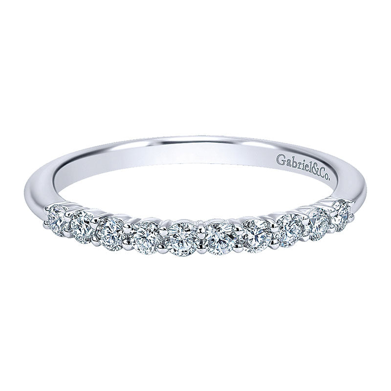 Wedding Band 14k White Gold Diamond Straight