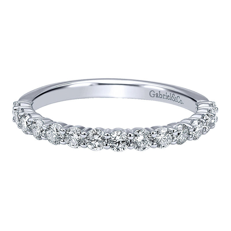 Wedding Band 14k White Gold Diamond Straight