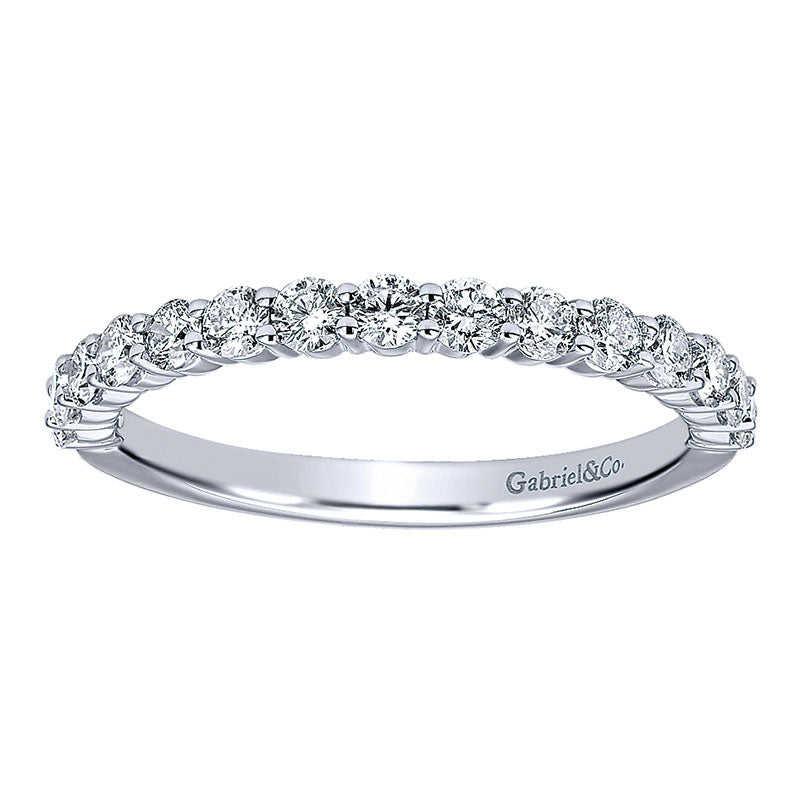 Wedding Band 14k White Gold Diamond Straight