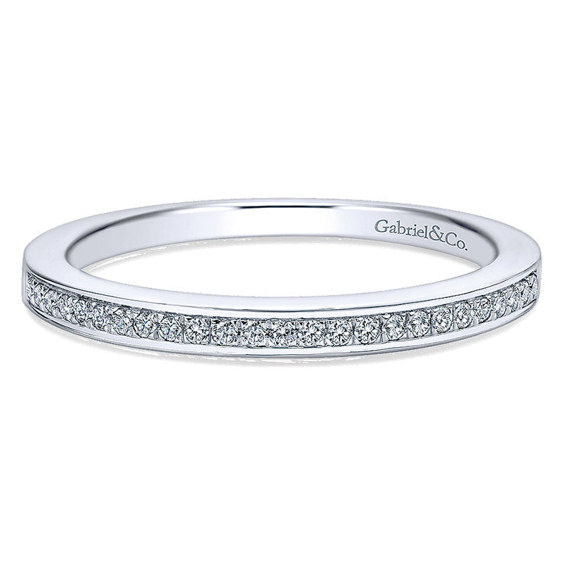 Wedding Band 14k White Gold Diamond Straight