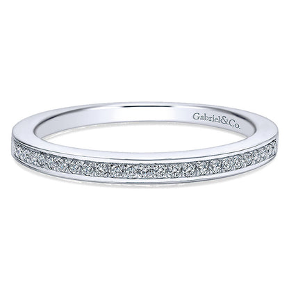 Wedding Band 14k White Gold Diamond Straight