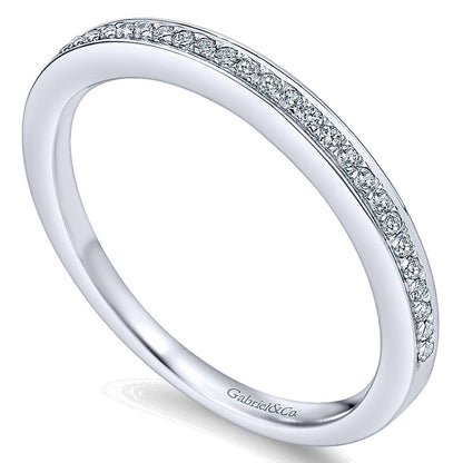 Wedding Band 14k White Gold Diamond Straight