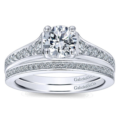 Wedding Band 14k White Gold Diamond Straight