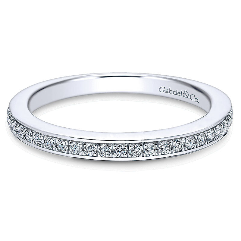 Wedding Band 14k White Gold Diamond Straight