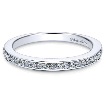 Wedding Band 14k White Gold Diamond Straight