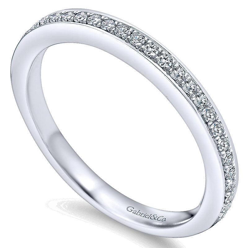 Wedding Band 14k White Gold Diamond Straight