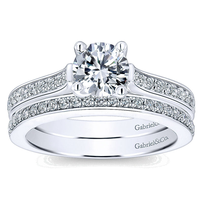 Wedding Band 14k White Gold Diamond Straight
