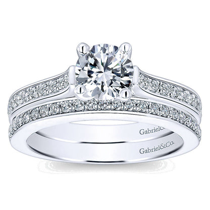 Wedding Band 14k White Gold Diamond Straight