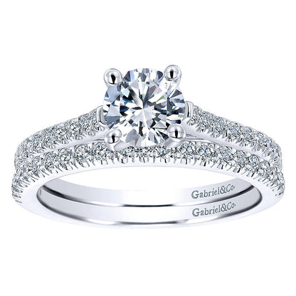 Wedding Band 14k White Gold Diamond Straight
