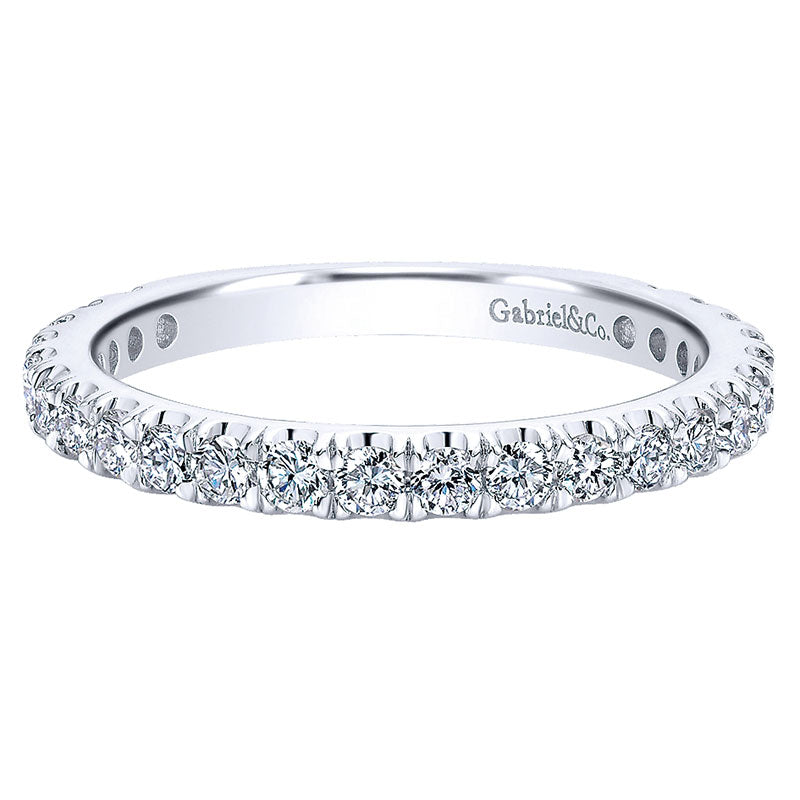Wedding Band 14k White Gold Diamond Straight
