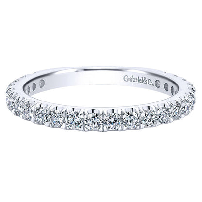 Wedding Band 14k White Gold Diamond Straight