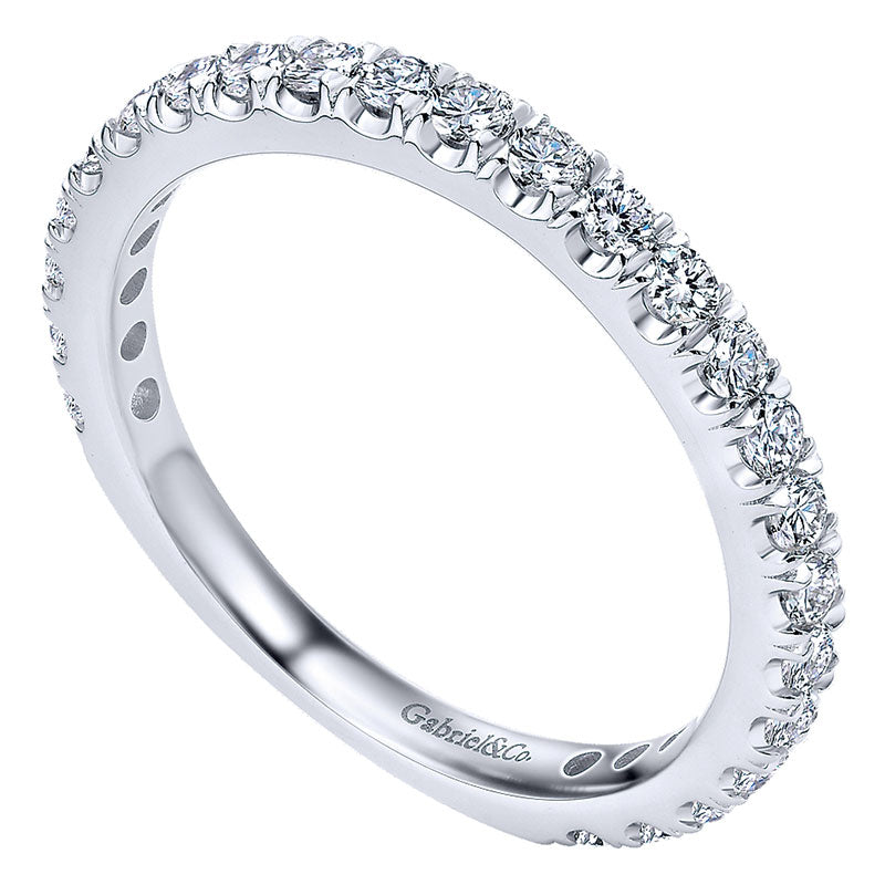 Wedding Band 14k White Gold Diamond Straight