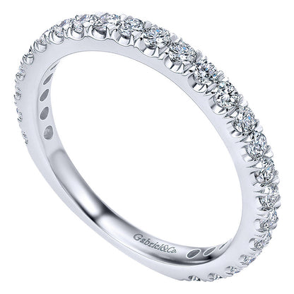 Wedding Band 14k White Gold Diamond Straight
