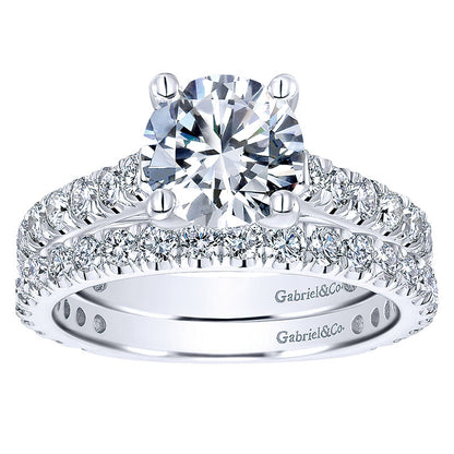 Wedding Band 14k White Gold Diamond Straight