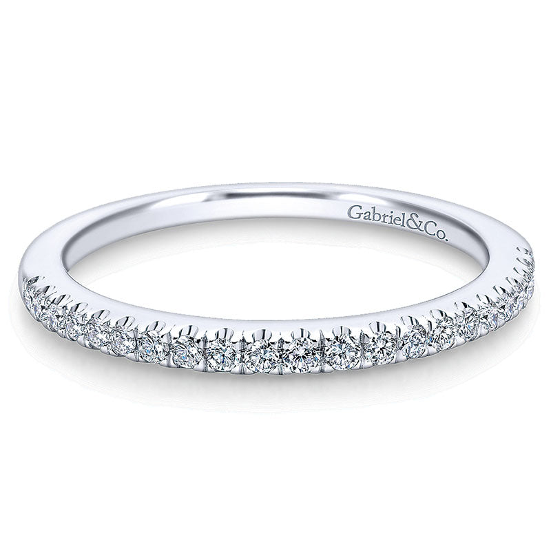 Wedding Band 14k White Gold Diamond Straight