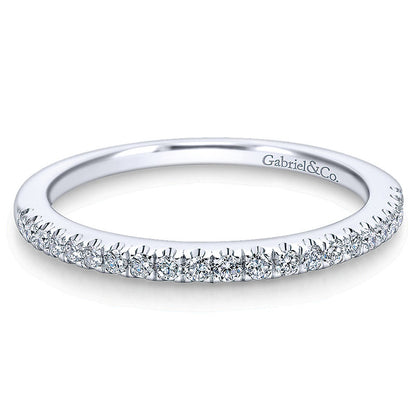 Wedding Band 14k White Gold Diamond Straight