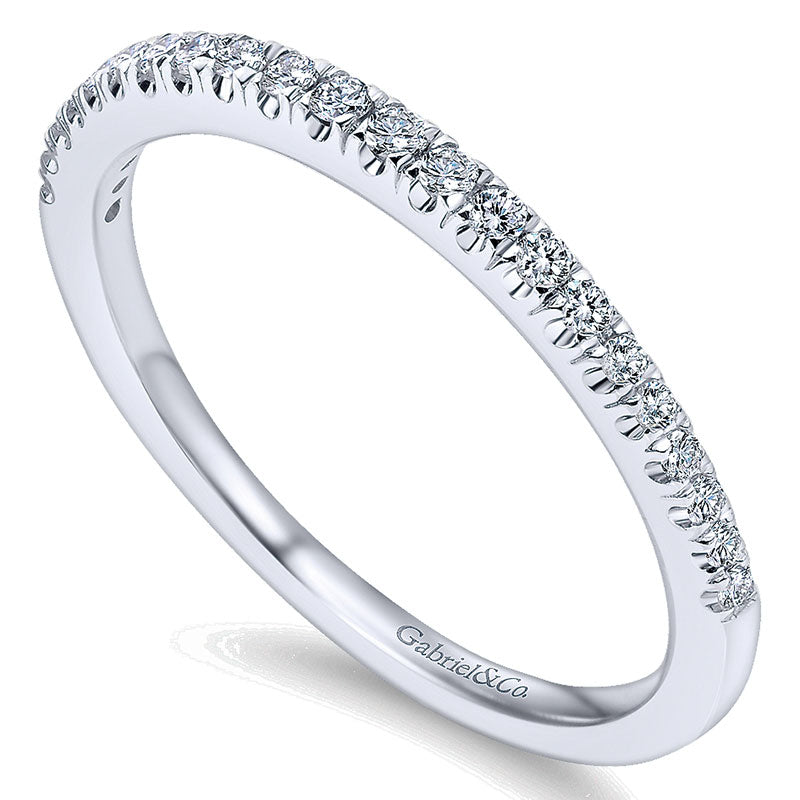 Wedding Band 14k White Gold Diamond Straight