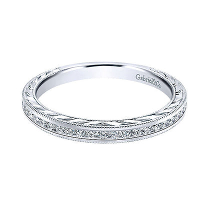 Wedding Band 14k White Gold Diamond Straight