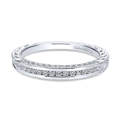 Wedding Band 14k White Gold Diamond Straight