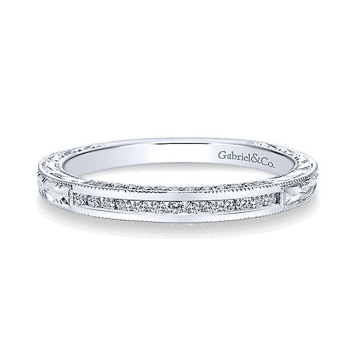 Wedding Band 14k White Gold Diamond Straight