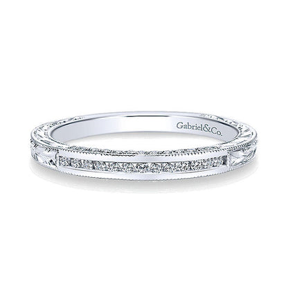 Wedding Band 14k White Gold Diamond Straight