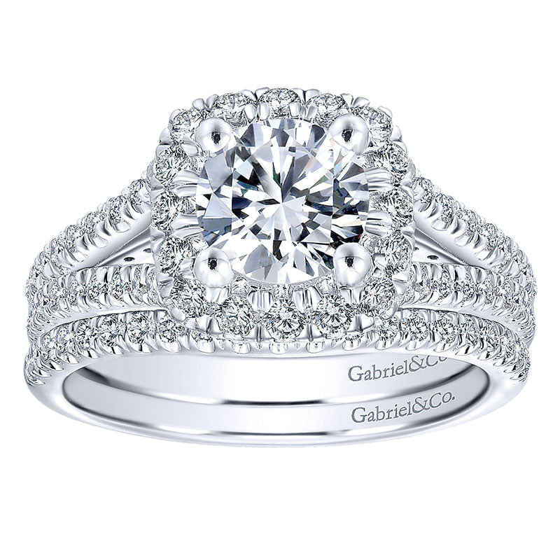 Wedding Band 14k White Gold Diamond Straight
