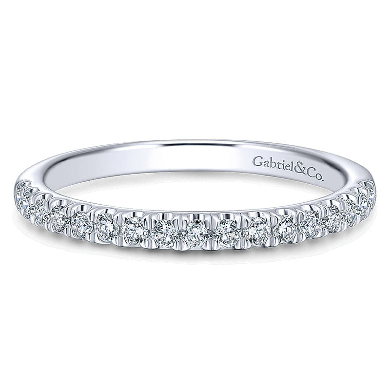 Wedding Band 14k White Gold Diamond Straight