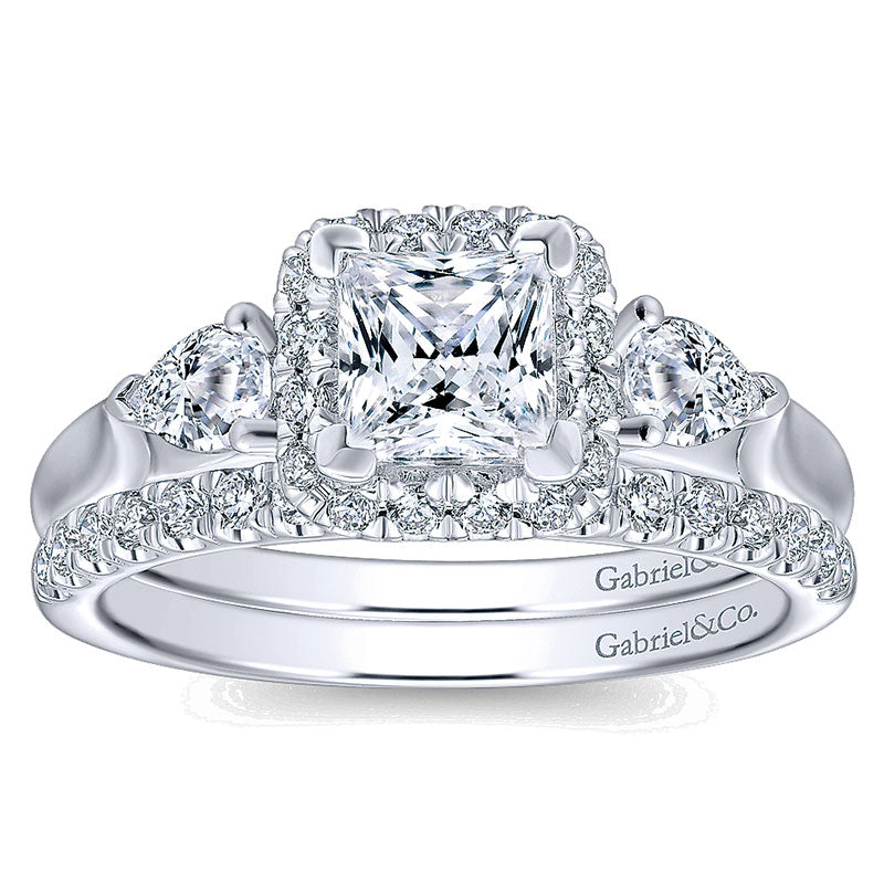Wedding Band 14k White Gold Diamond Straight