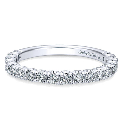 Wedding Band 14k White Gold Diamond Straight
