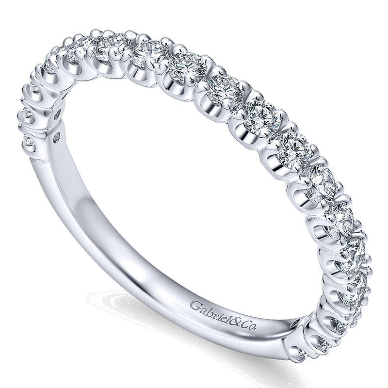 Wedding Band 14k White Gold Diamond Straight