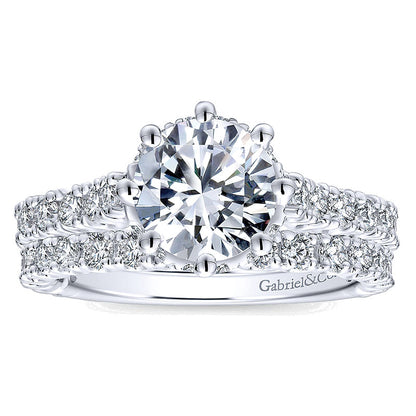 Wedding Band 14k White Gold Diamond Straight