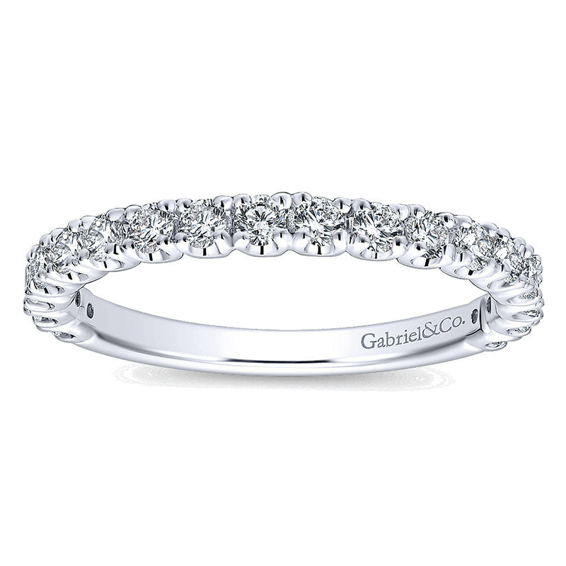 Wedding Band 14k White Gold Diamond Straight