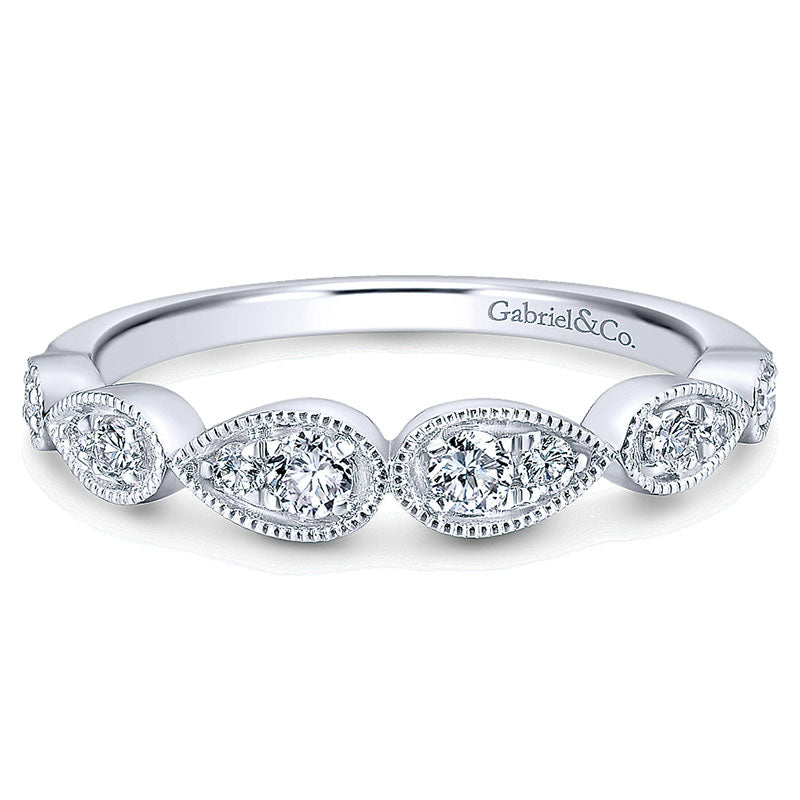 Wedding Band 14k White Gold Diamond Straight