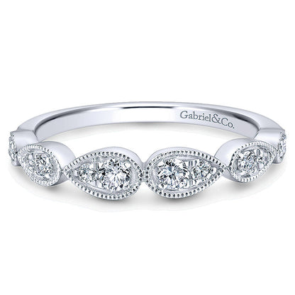 Wedding Band 14k White Gold Diamond Straight