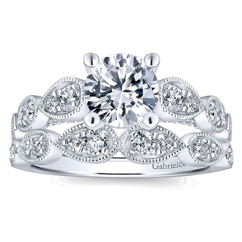 Wedding Band 14k White Gold Diamond Straight