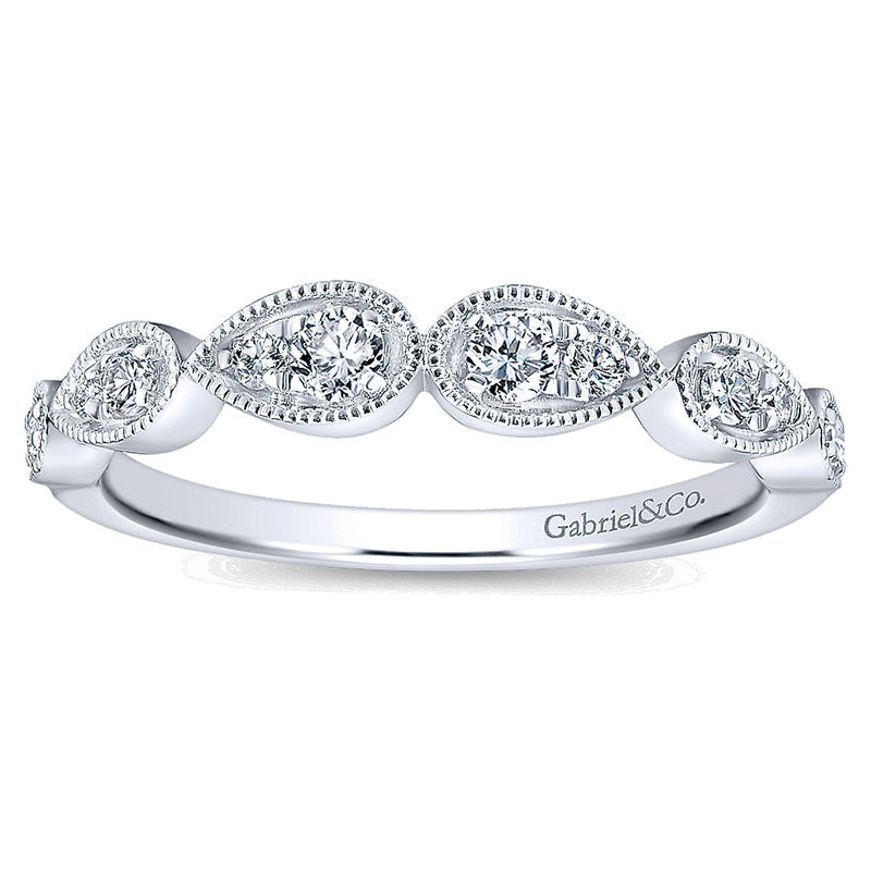 Wedding Band 14k White Gold Diamond Straight