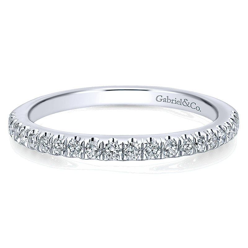 Wedding Band 14k White Gold Diamond Straight