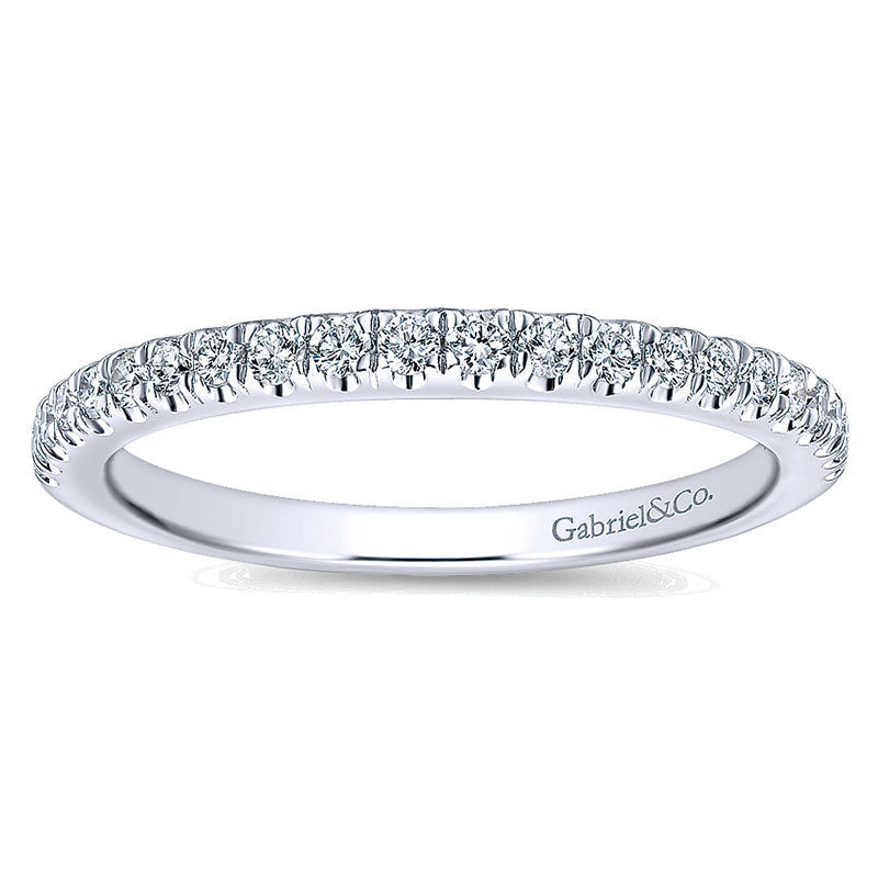 Wedding Band 14k White Gold Diamond Straight