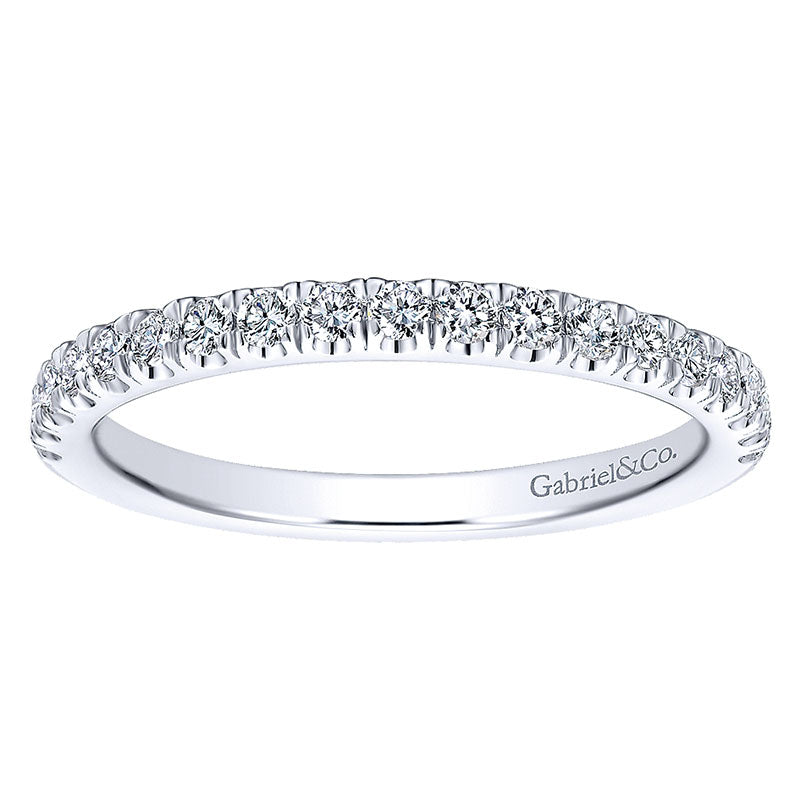 Wedding Band 14k White Gold Diamond Straight