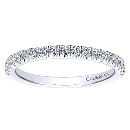 Wedding Band 14k White Gold Diamond Straight