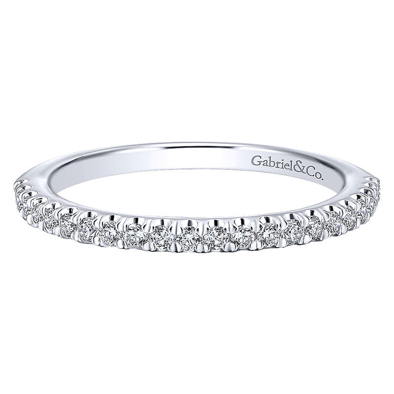 Wedding Band 14k White Gold Diamond Straight