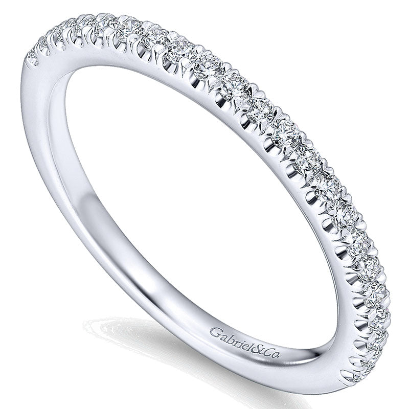 Wedding Band 14k White Gold Diamond Straight