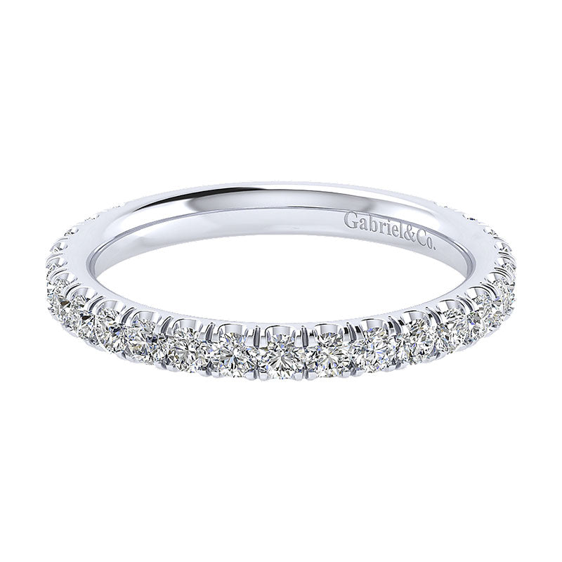 Wedding Band 14k White Gold Diamond Straight