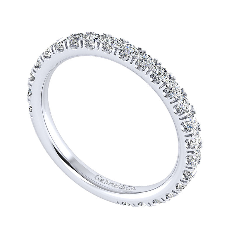 Wedding Band 14k White Gold Diamond Straight