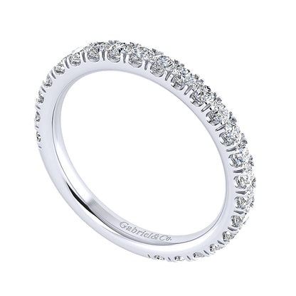 Wedding Band 14k White Gold Diamond Straight